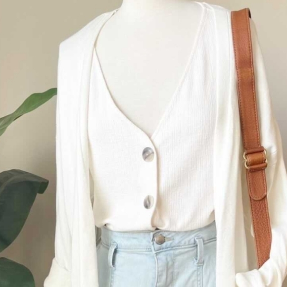 Old Navy Ivory Tank Top Faux Button Sleeveless Tie Boho Cotton Blend Neutral XL - Picture 2 of 8